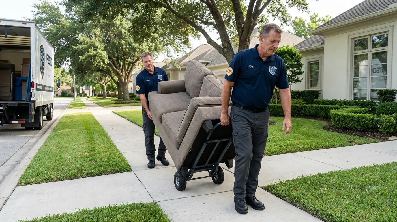 Local residential moving crew loading furniture in Port Washington, NY